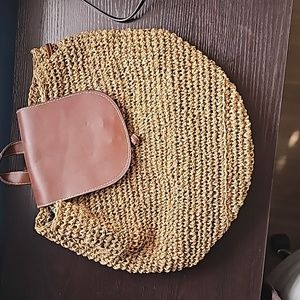 Straw backpack purse